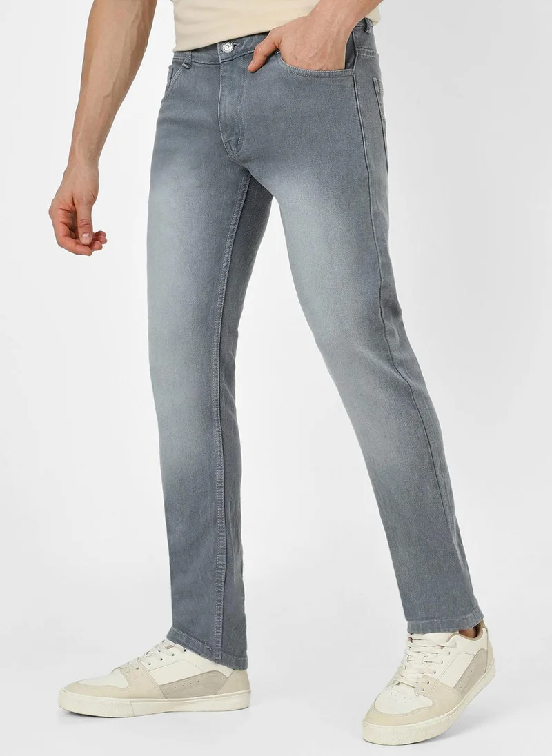 أوربانو فاشن Urbano Fashion Men's Light Grey Slim Fit Stretch Jeans